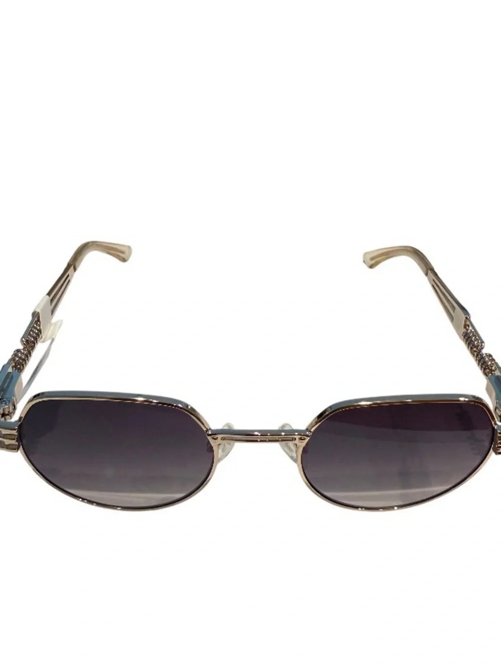 NEW Carolina Lemke Gold Tan Metal Intricate Frame Sunglasses Unisex Geometric